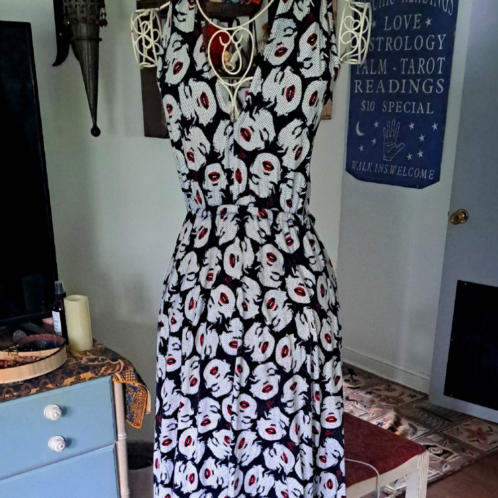 Rare NWT Vintage Betsey Johnson Pop Art Marilyn Monroe Halter Dress, Size L